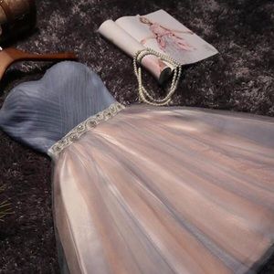 Strapless Grey Dress with Beaded Embellishment